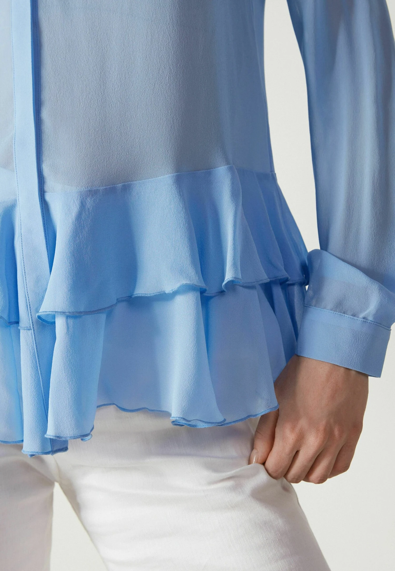 MIT RÜSCHEN - Bluzka - Blau Light Iris - obrazek 2