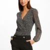 MORGAN LONG-SLEEVED POLKA DOT PRINT - Bluzka - Black