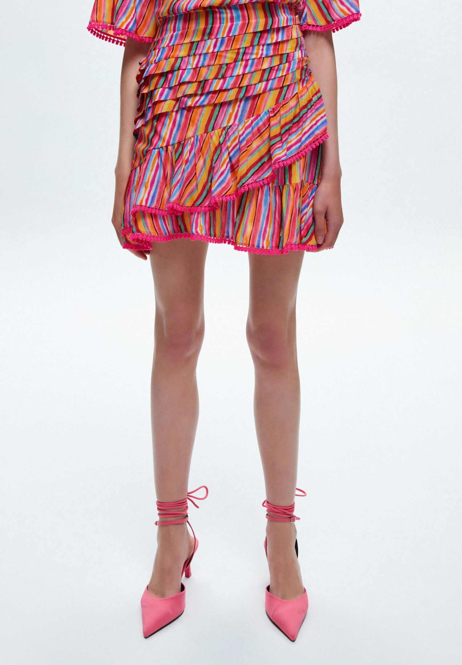 DRAPED RUFFLED - Spódnica Z Zakładką - Striped Pink