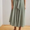 ESPRIT LONG SKIRT - Spódnica Plisowana - Pale Khaki