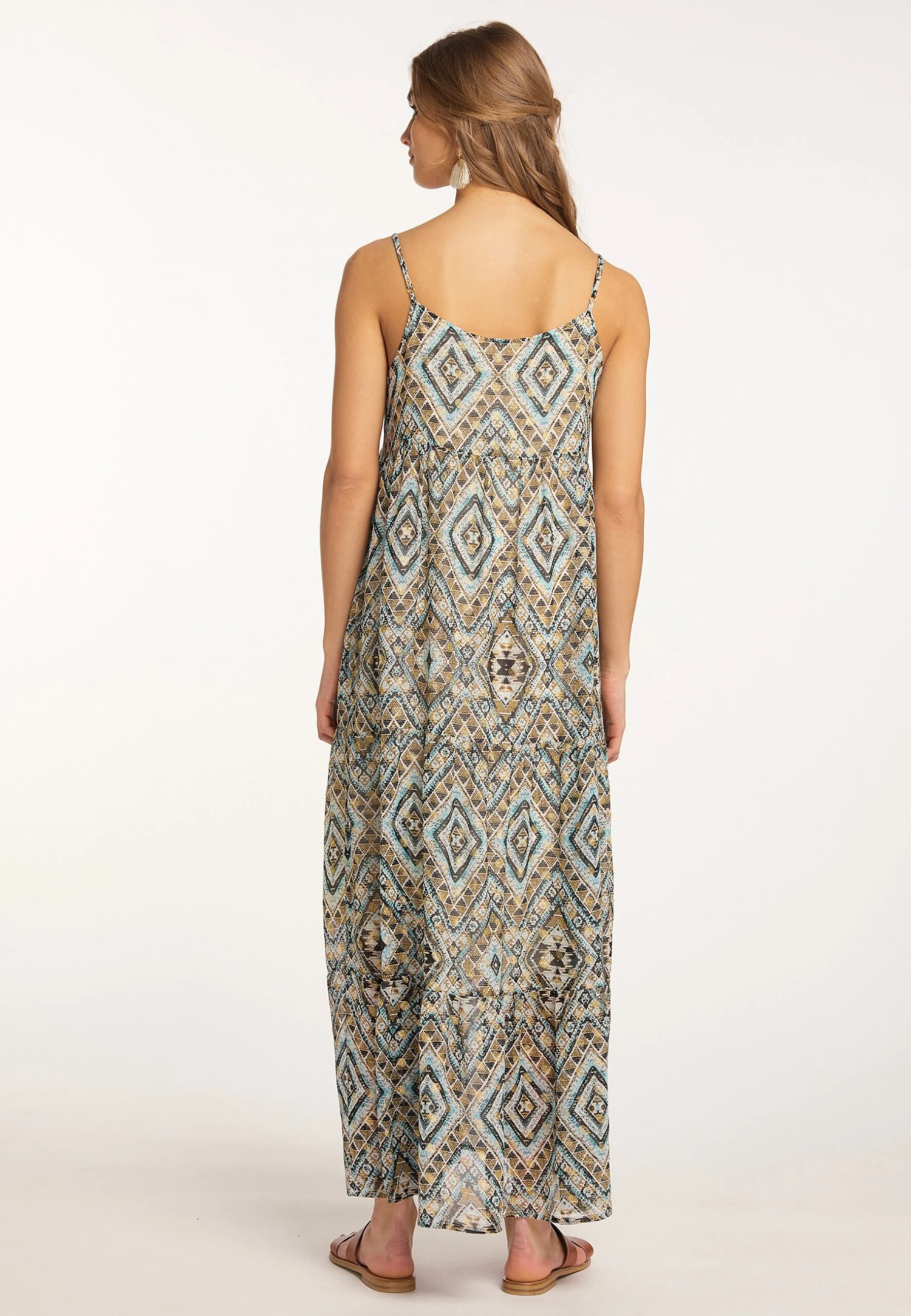 IZIA MIT SPAGHETTITRÄGERN GAYA - Długa Sukienka - Blau Gold - obrazek 3