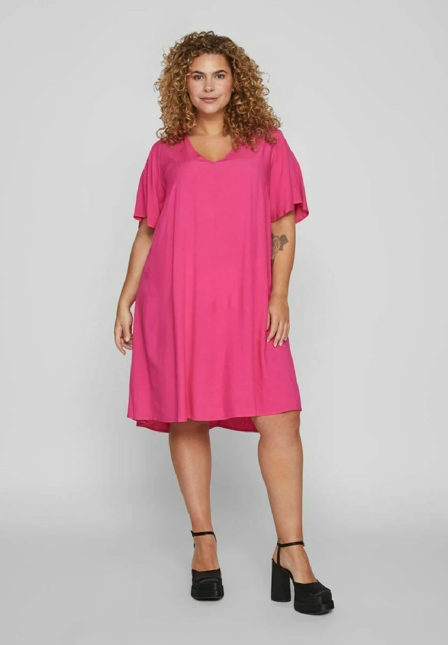 MIT KURZEN ÄRMELN CURVE - Sukienka Letnia - Pink Yarrow