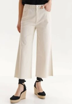 7/8 - Jeansy Dzwony - Be偶owy