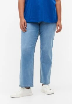 Zizzi HOCH TAILLIERTE GEMMA MIT NORMALER PASSFORM - Jeansy Straight Leg - Light Blue