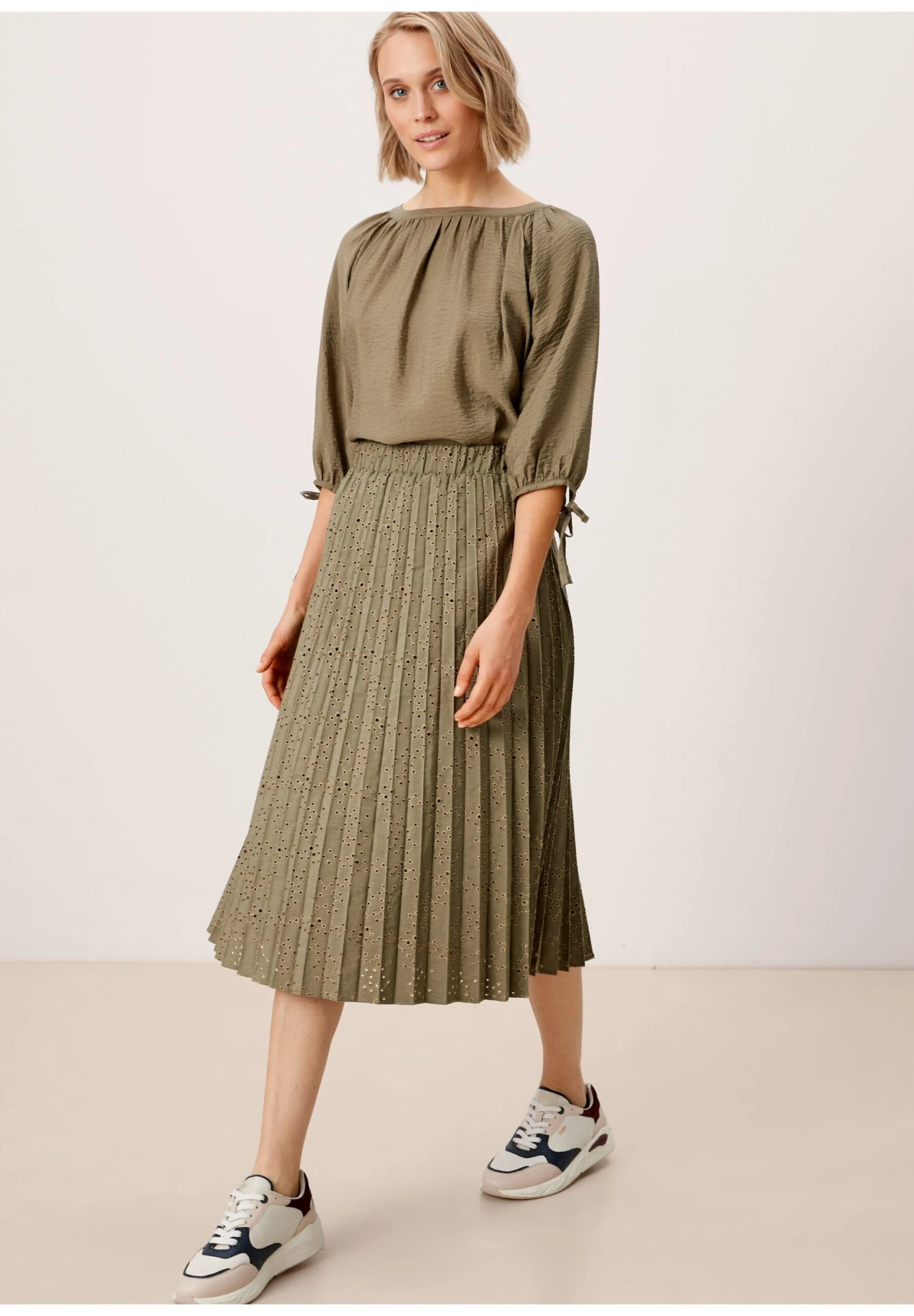 S.Oliver Spódnica Trapezowa - Dusty Olive Embroi - obrazek 2