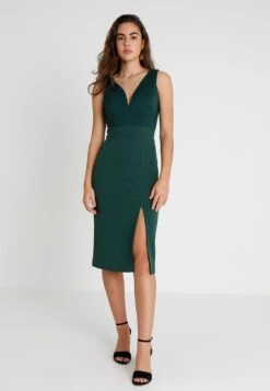 Wal G V NECK MIDI DRESS - Sukienka Etui - Green