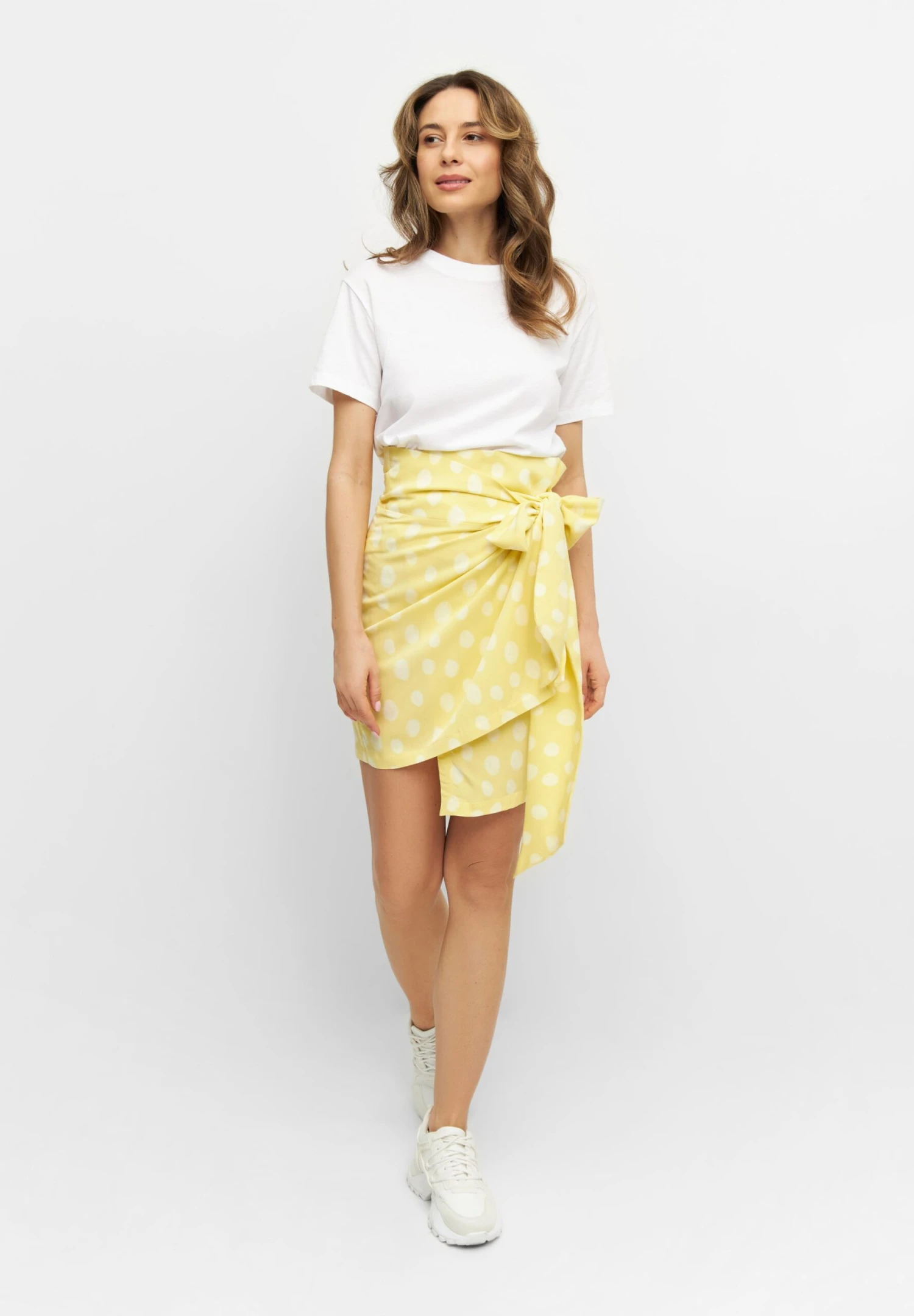 CARA - Spódnica Z Zakładką - Yellow - obrazek 2