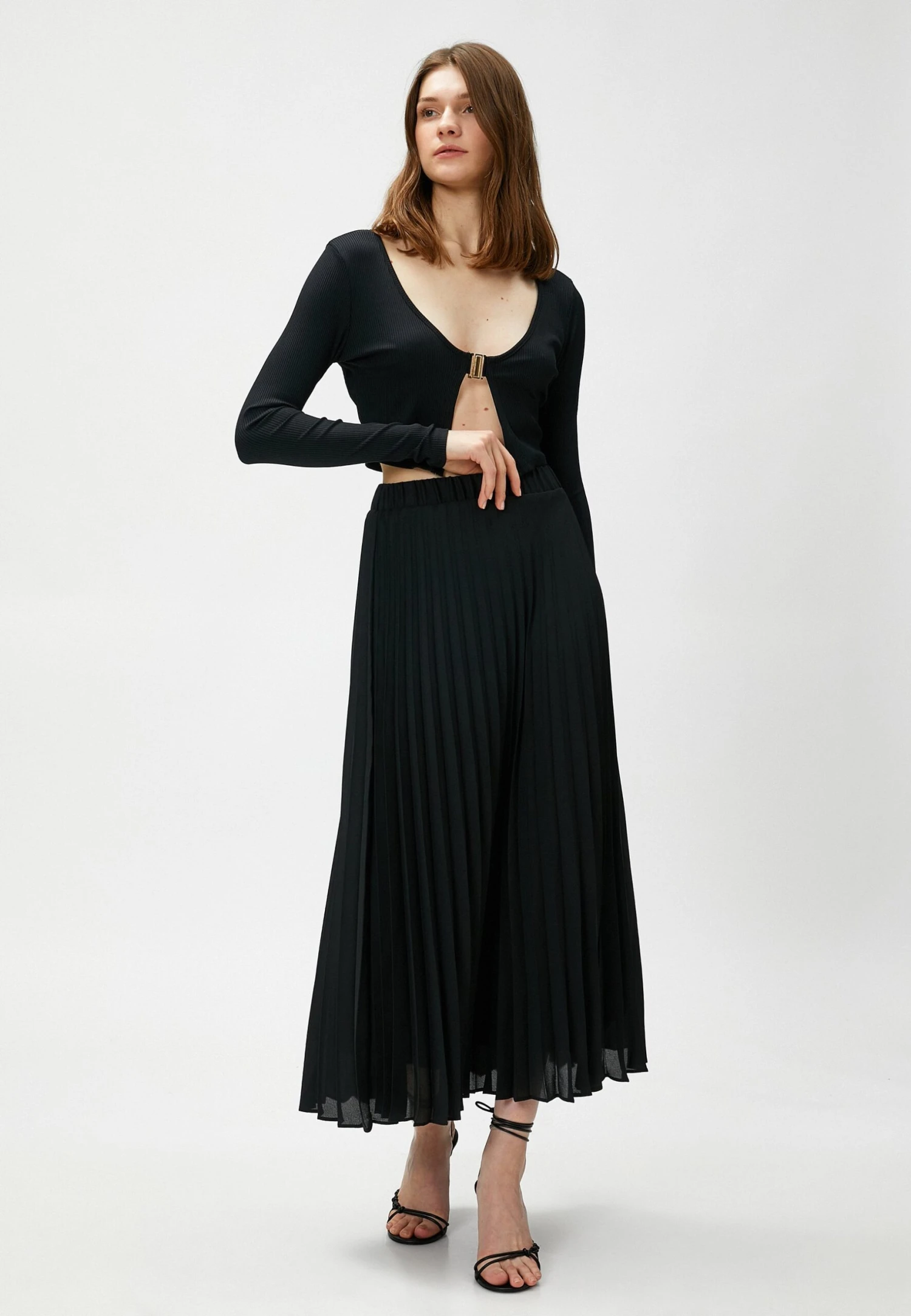 Koton LONG ELASTIC WAIST - Spódnica Plisowana - Black - obrazek 2