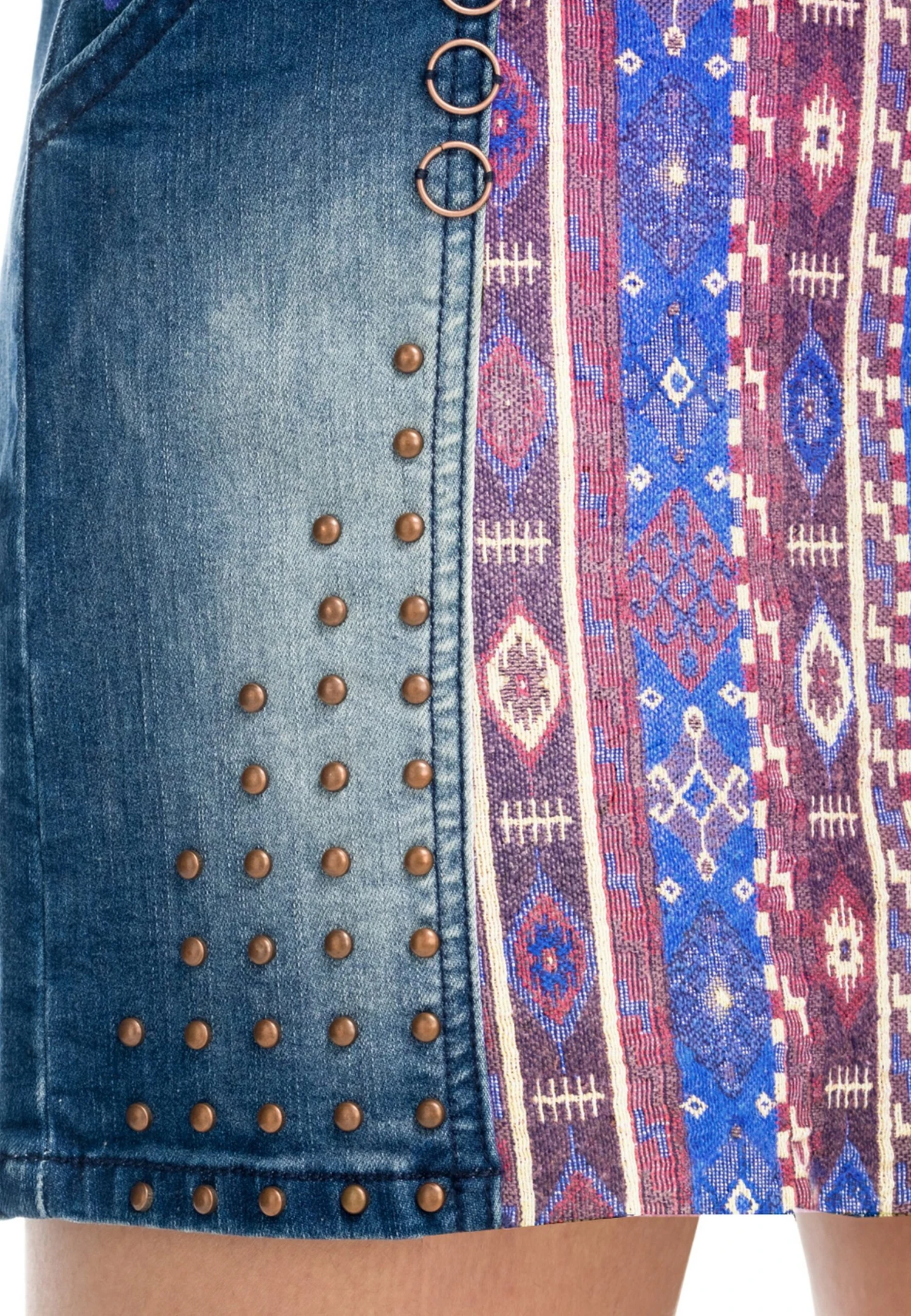 Koroshi ETHNIC COMBINED - Spódnica Jeansowa - Azul Osc Dark Blue - obrazek 5